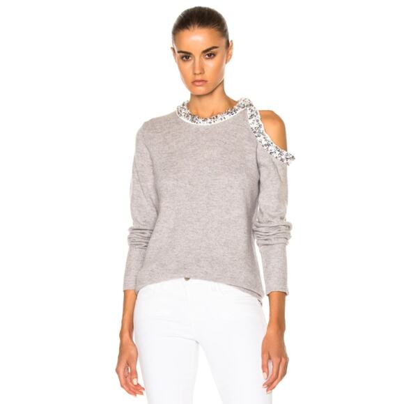 3.1 Phillip Lim Beaded Sequin Sweater Cut Out Crew Neck Yak Cashmere Wool Blend - Picture 1 of 13